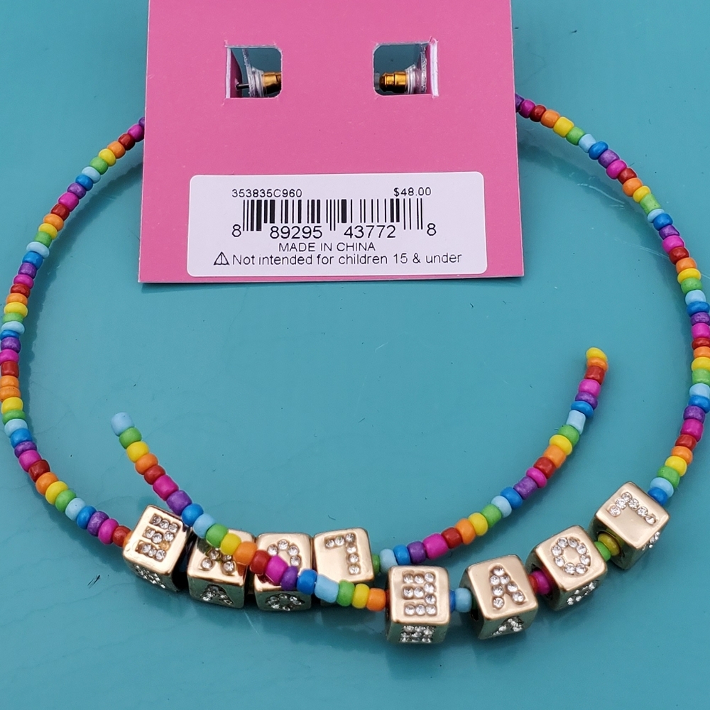 Betsey Johnson Multicolor Beaded Hoop Earrings - Picture 12 of 16